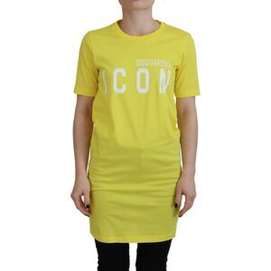 Dsquared² Yellow CottonShiny Icon Renny Dress Crewneck Women's T-shirt